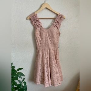 Pink Lace Shoulder Dress